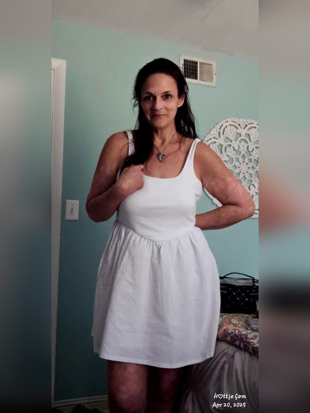 White Sleeveless Sundress - Scoop Neck